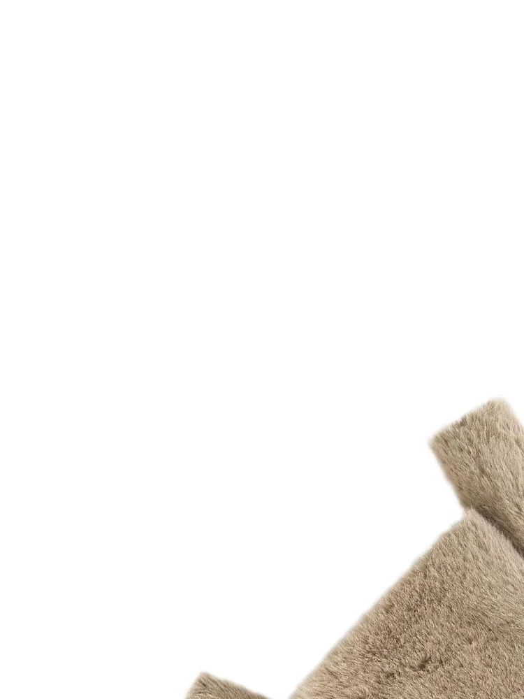 

HH Women Winter Elegant Pocket Lapel Artificial Fur Thickened Temperament Coat Long Sleeve Hidden Button Solid Soft Short Jacket