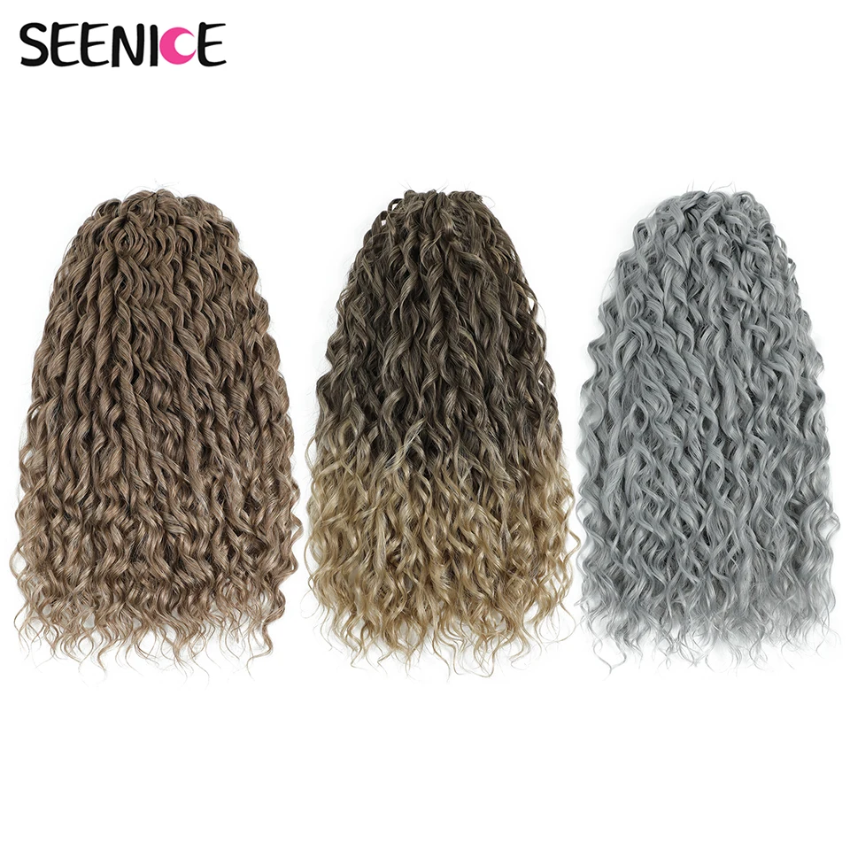 

Ombre Brown Grey Jessica Synthetic Hair Deep Wave Twist Crochet Hair Braid Afro Curl Deep Wavy Braiding Hair Extension For Women