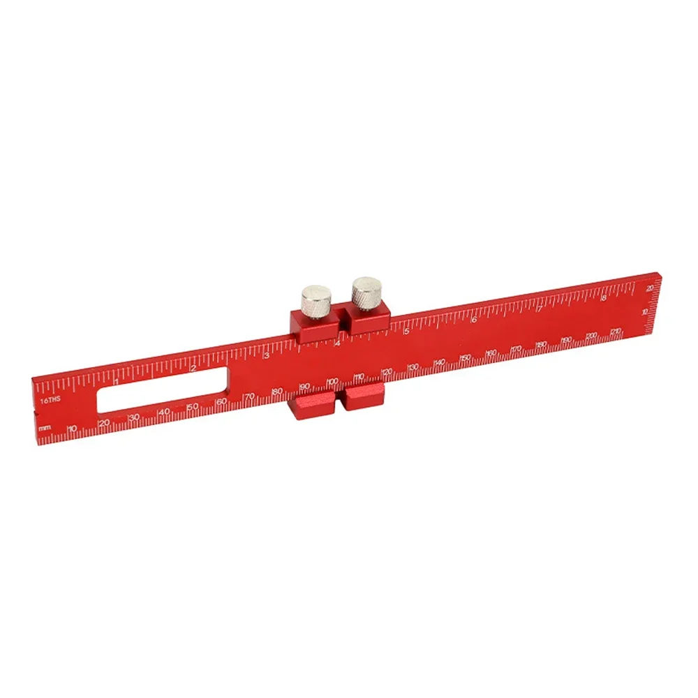 Reglas de trazado de posicionamiento de carpintería, herramienta de aluminio multifuncional, regla de trazado roja, herramientas de carpintería