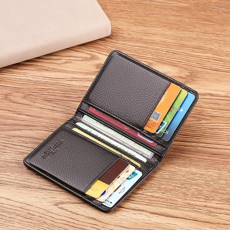 Men Card wallet small purse Mens Business Genuine Leather Luxury Brand Credit Card Holder thin wallets slim design