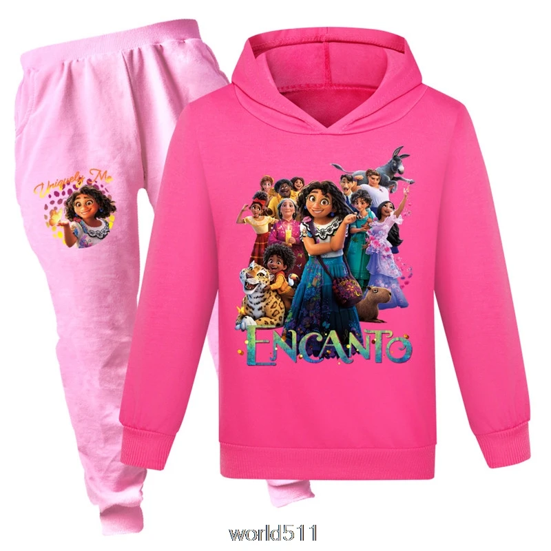 New Movie Encanto 2-15Y Hot Clothes Kids Cartoon Hoodies Jogger Pants 2pcs Sets Teenagers Boy Tracksuit Baby Girl Outfits Casual