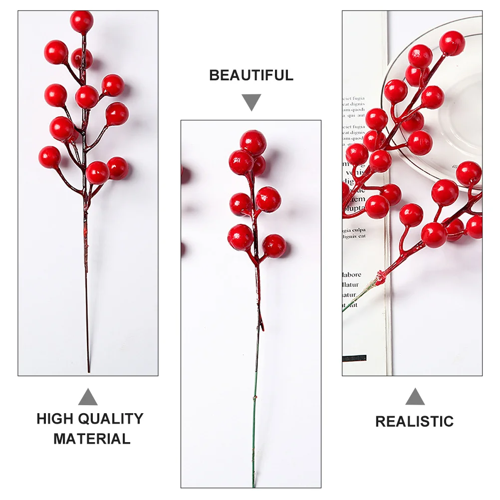 

20Pcs Simulation Red Berry Artificial Berries Plant for Christmas Decorations DIY Wreath Ornaments Home Party Decoration