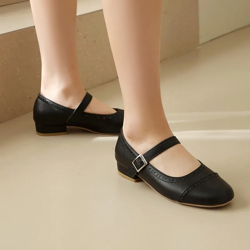 2026 Spring/Summer Fashion Pink Women's Round Head Low Heel Thick Soled Shoes Suitable for Office Women's Daily Wear view 4