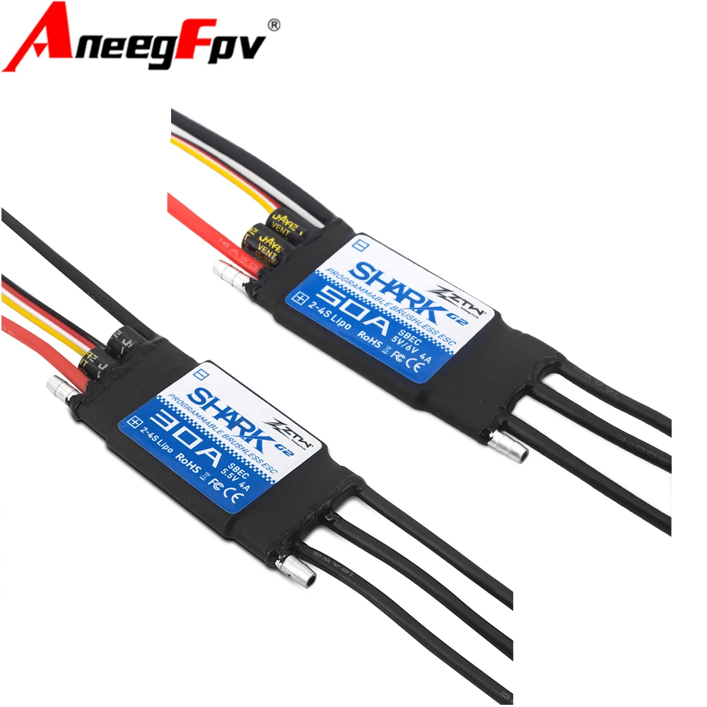 ZTW 32-Bit ESC Shark G2 100A 80A 60A 50A 40A 30A 20A SBEC 5V/6V 8A controlador de velocidad sin escobillas para propulsor submarino de barco RC