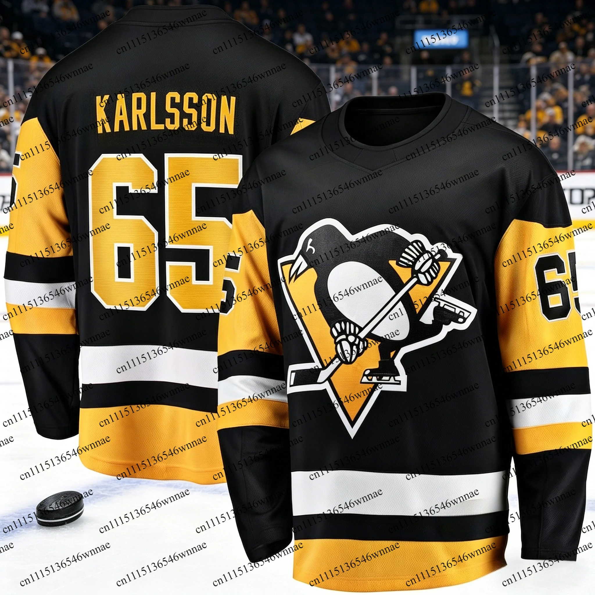 2026 Men's New Ice Hockey Training Suit - Penguin Series 3D Printed Pattern Moisture-Wicking Yellow Long-Sleeved T-Shirt Kids