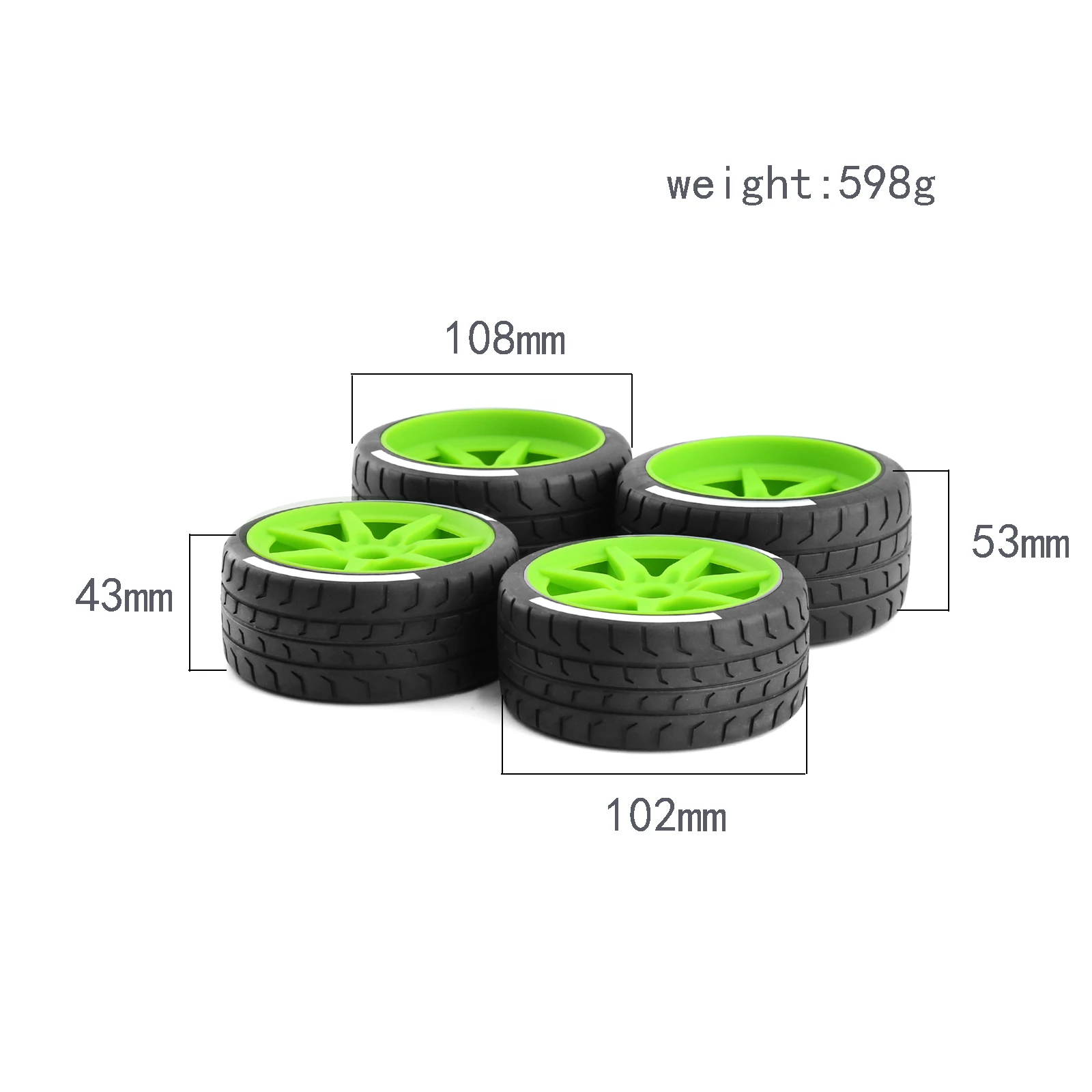 Rubber Flat Racing Drift Front Rear Tire & Wheel Set,17mm Hex For 1/7 ARRMA Felony FSR Firebird Mustang GT RC Car Upgrade Parts