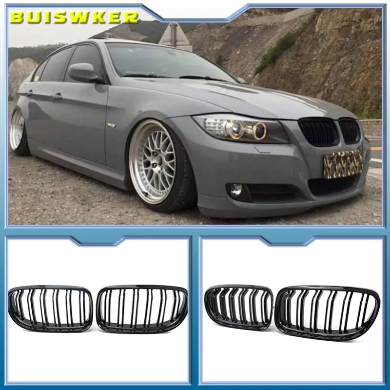 Auto Frontgrill Hochglanz Schwarz Sportlicher Diamantgrill für BMW E90 E91 Tuning 3er Serie 2009-2012 LCI PreLCI