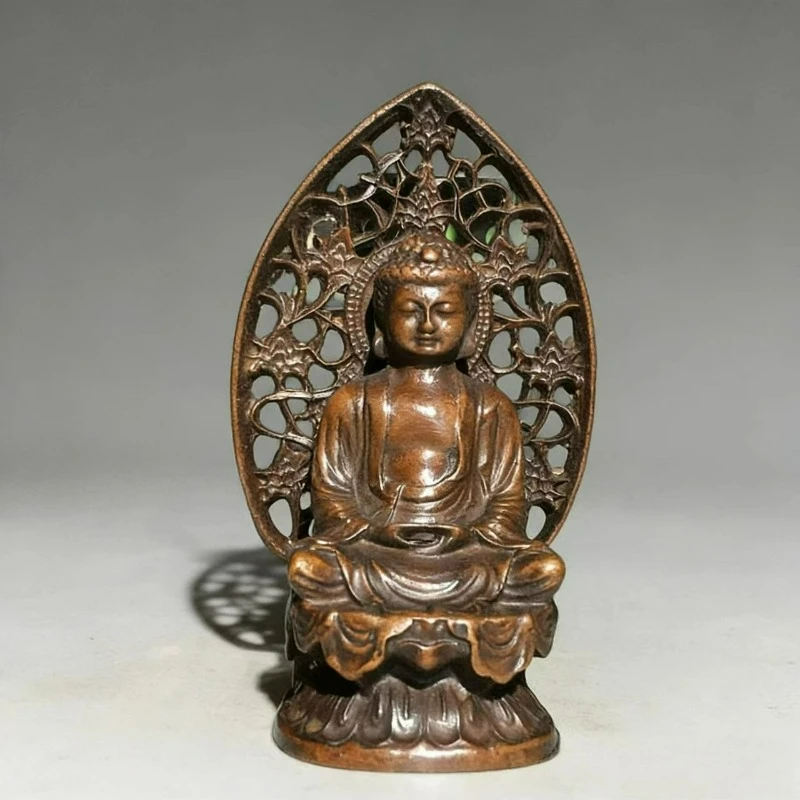 Retro Bronze Backlit Buddha Statue Tathagata Buddha Ornaments Home Decoration Crafts Ornaments