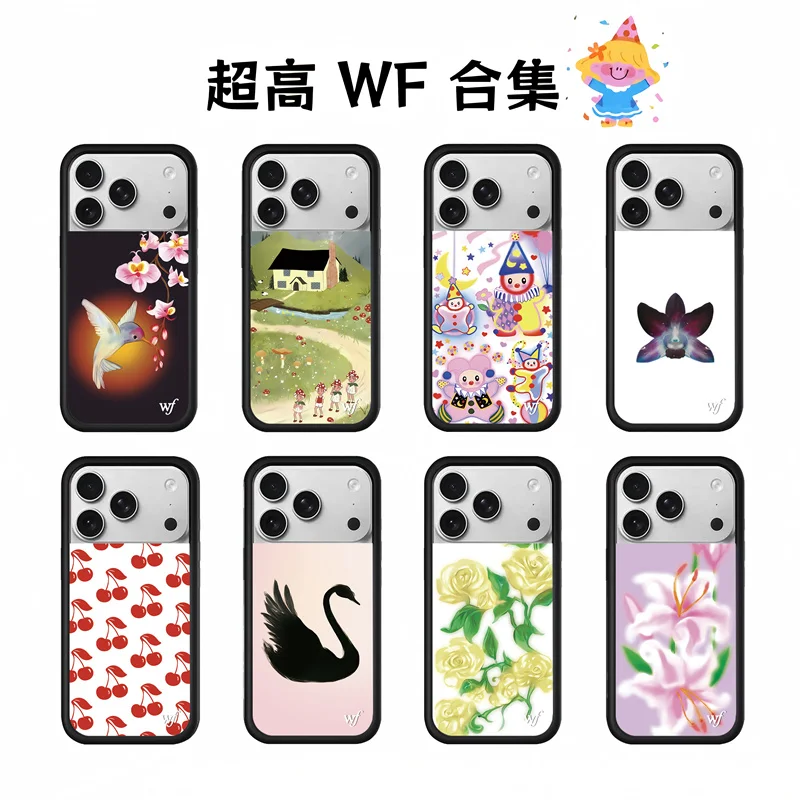 

New Wildflower 3D Ins WF Strawberry cherry Phone Case for iPhone 16 15 14 13 12 17Pro Max Plus 17 16pro Cute Cartoon Cover Funda