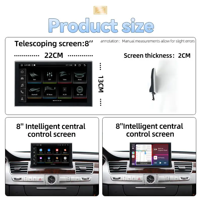 8 Inch 8 Core Android 14 System Car DVD Player Multimedia GPS Navigation for Audi A8 2012-2017