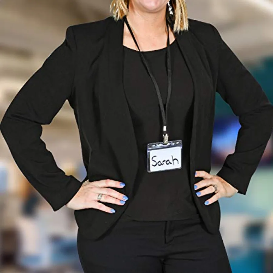 330 pcs Make 110 Name Tag Holders with Lanyards and White Insert Cards Quick Load No Zipper Badge Protector ID Holder Heavy Dut