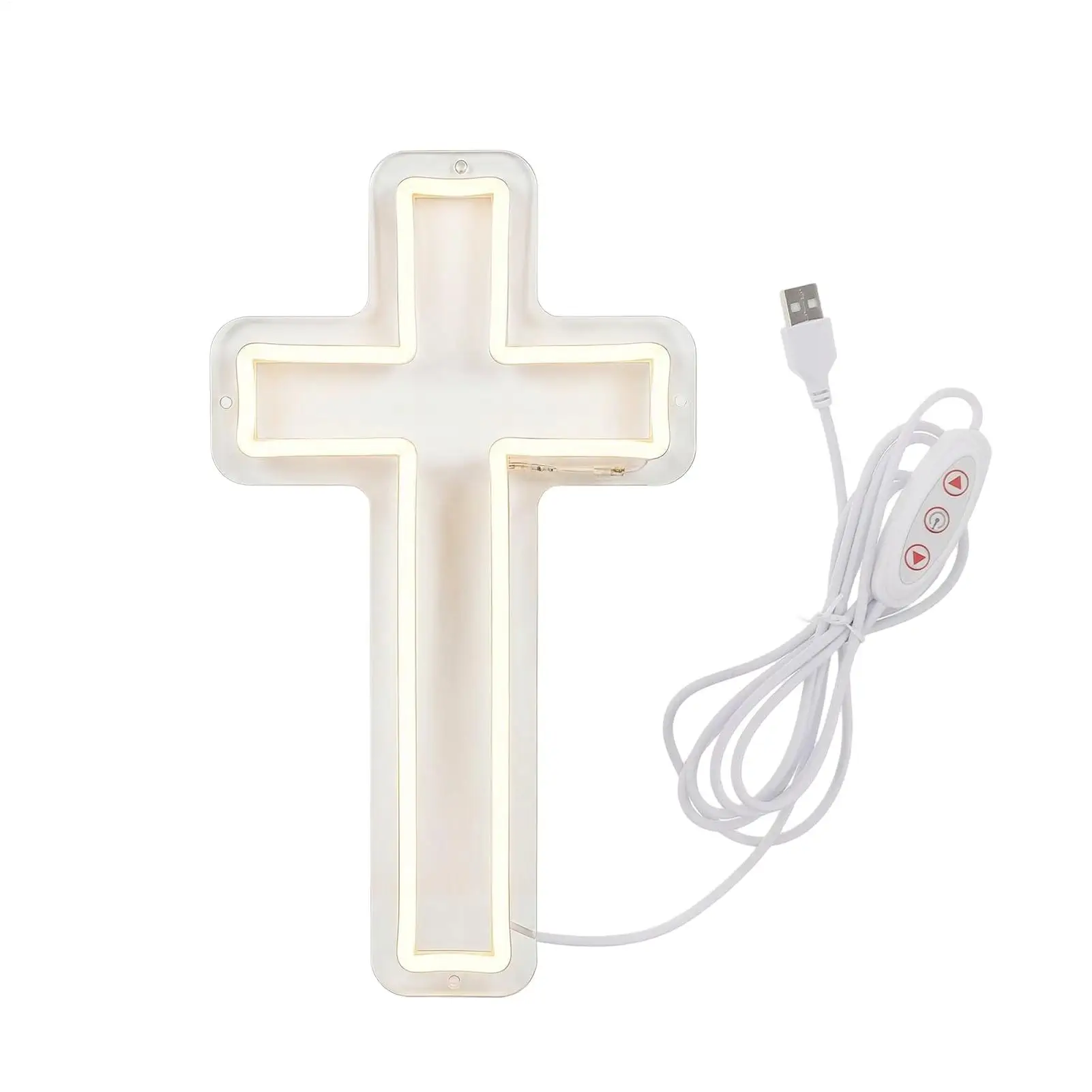 Neon Cross Lamp Christian Catholic Crucifix Light Religious Home Decor for Living Room Bedroom Apartment Office Wall Ornament