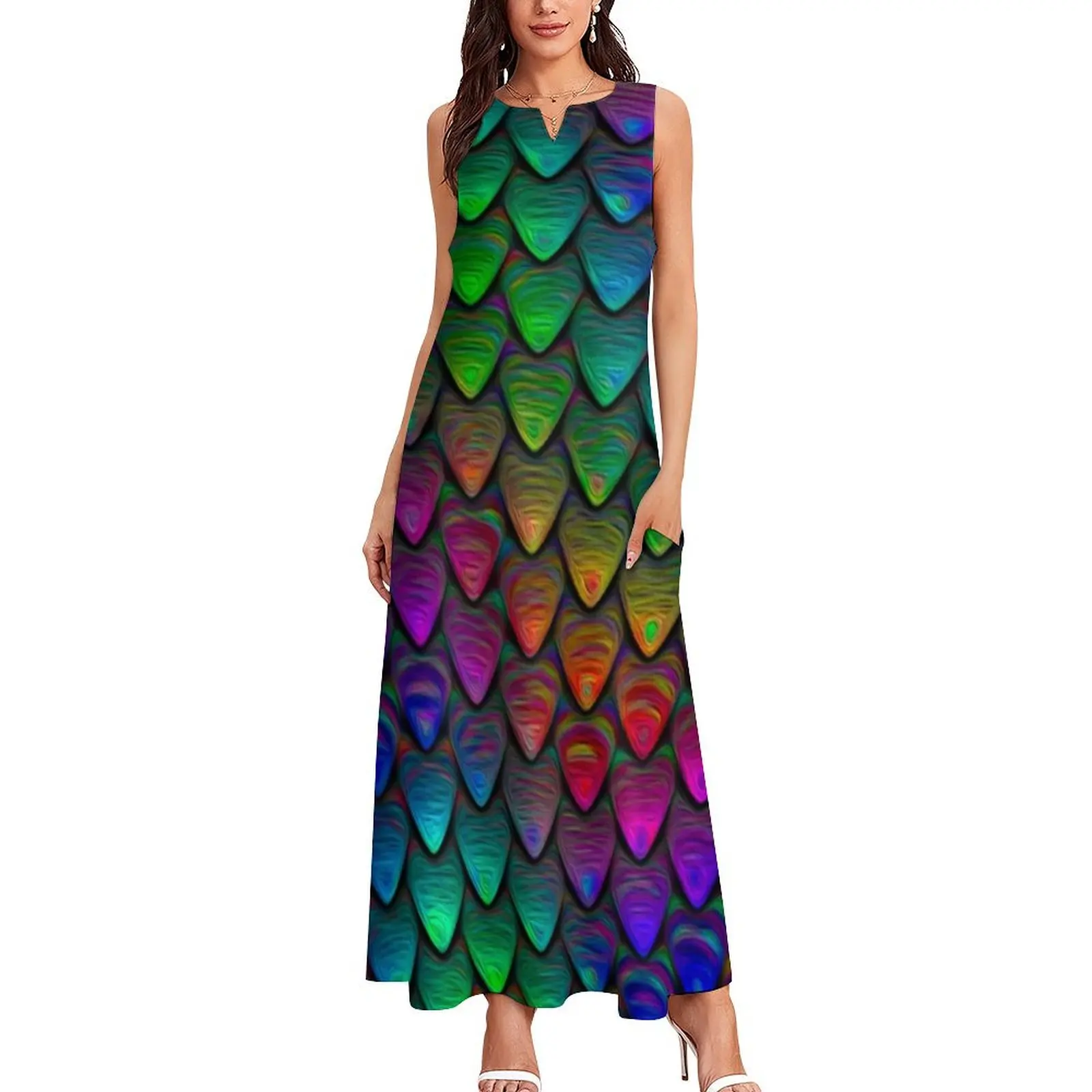 DRAGON SCALE TILES Long Dress birthday dress for women luxury 2025 dresses summer women clothes long sleeve dresses Dress