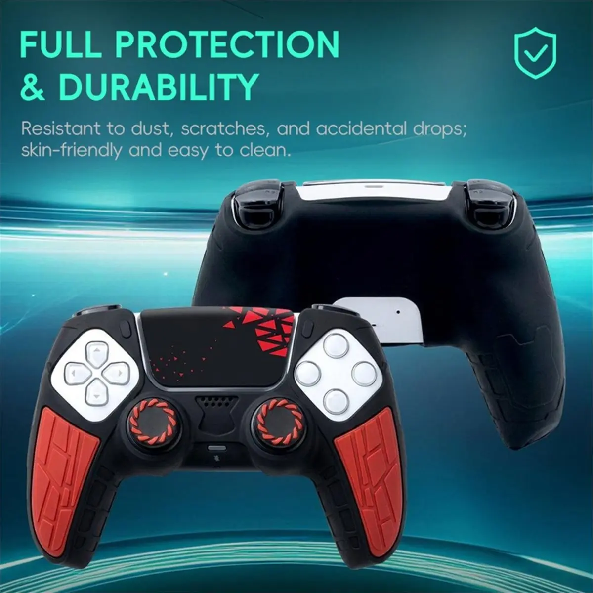 update. Silicone Case Cover for PS5 DualSense Controller with Thumb Grip Caps Kit Soft Protective Case Special Edition Series