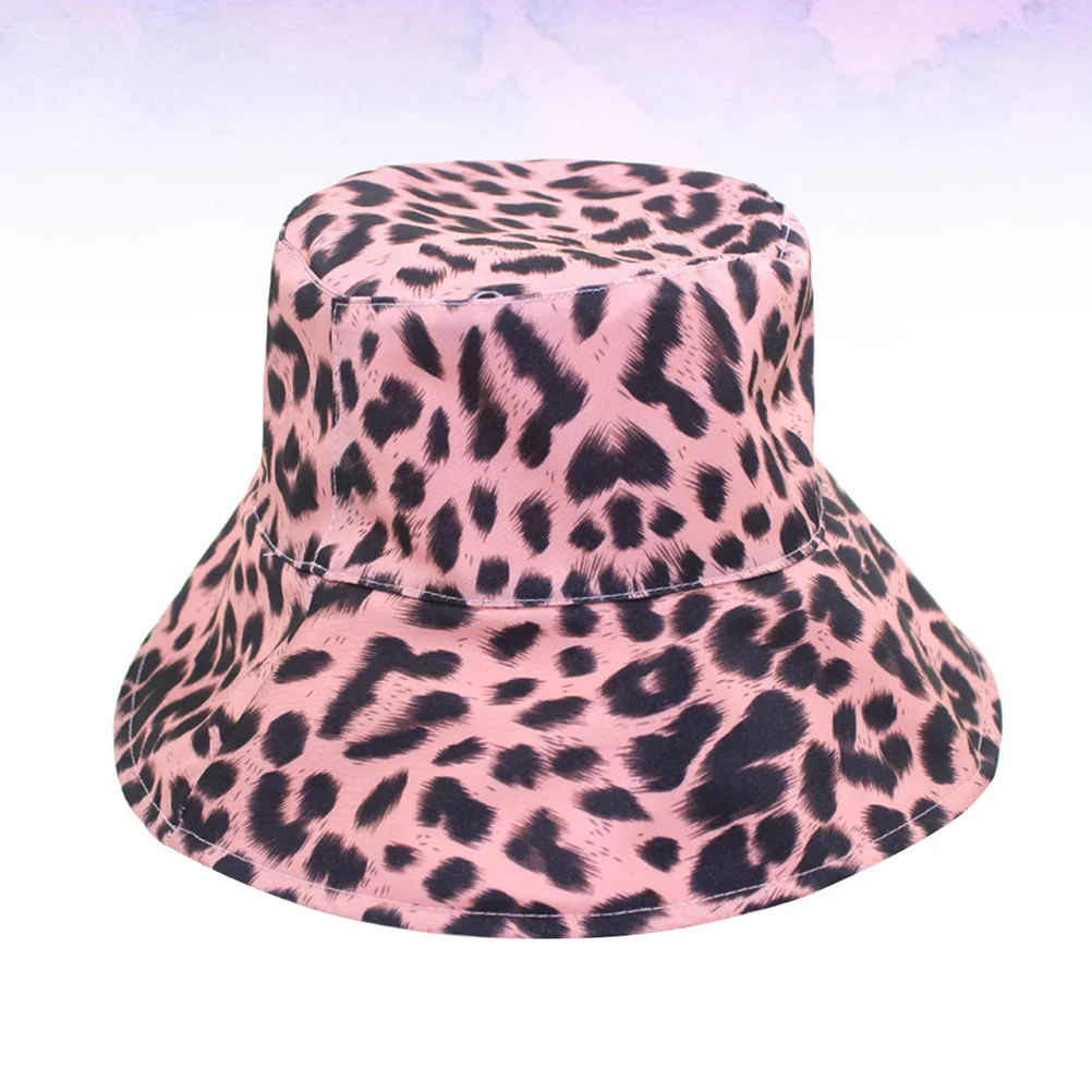 

Sun Protection Cap Hat Double Sided for Outdoor Activities Bucket Leopard Printed Headwear Miss Fisherman Reversible