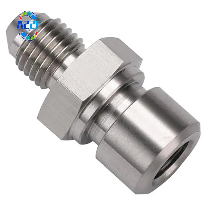 A22F-4AN Male To M10x1.0 Metric Inverted Flare Female Brake Line Adapter Fitting Stainless Steel