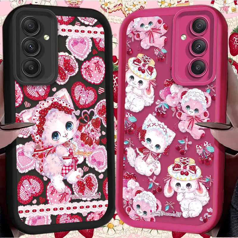 Cute Lolita Cartoon Cat Case for Samsung Galaxy A35 A25 A16 A55 A15 A06 A05 A05S A24 A13 A23 A12 A22 A32 A52 A71 A51 4G Cover