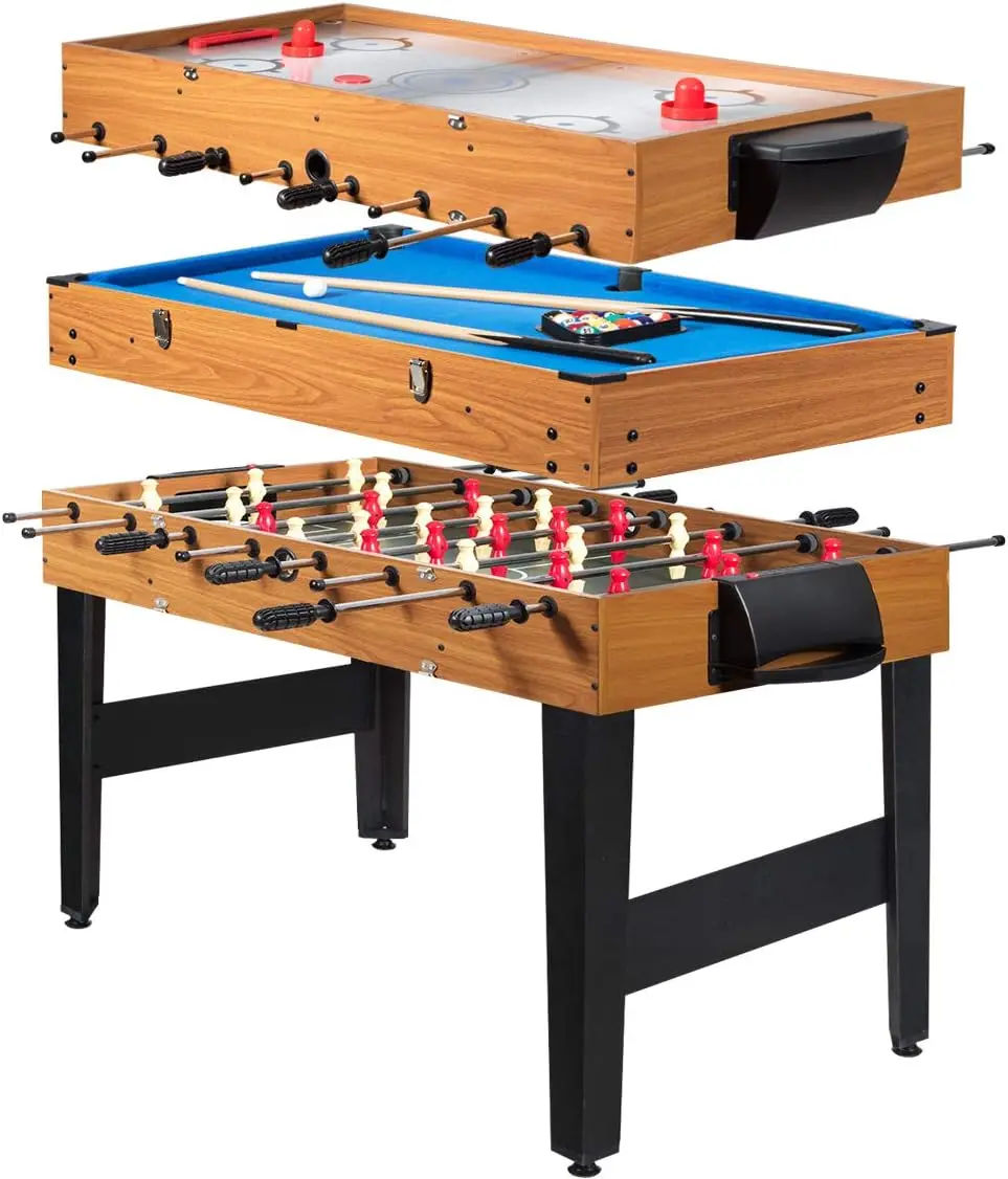 

Multi Game Table, 3-in-1 48" Combo Game Table w/Soccer, Billiard, Slide Hockey, Wood Foosball Table, Perfect for Game Rooms