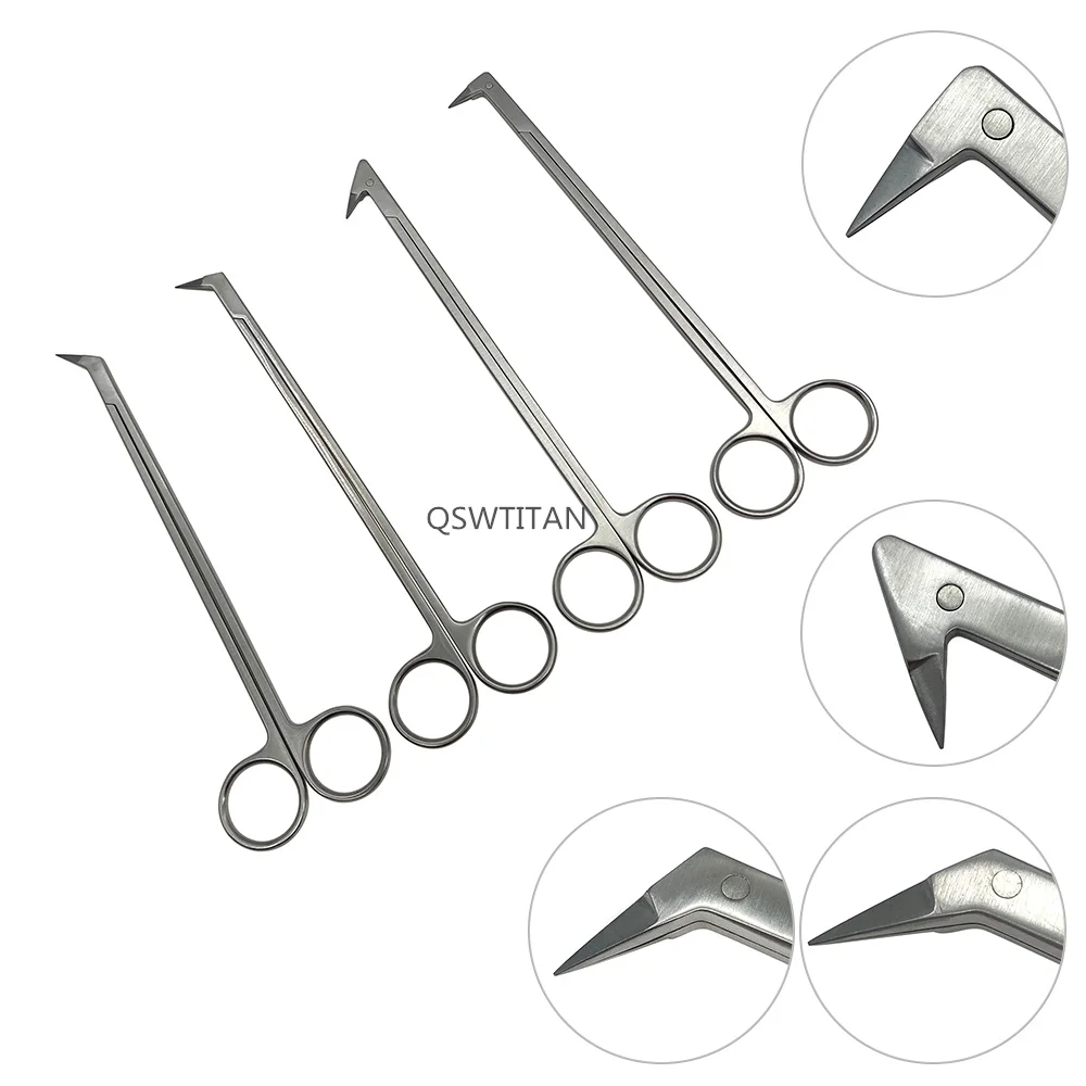 กรรไกรขนาดเล็ก45 ° 60 ° 90 ° 135 ° ทำมุมมงกุฎ1ชิ้นปลายทื่อเครื่องมือผ่าตัดขนาดเล็กสแตนเลส