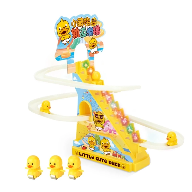 Duck Climbing Stairs Toy Pig Action Figures Music Roller Toy