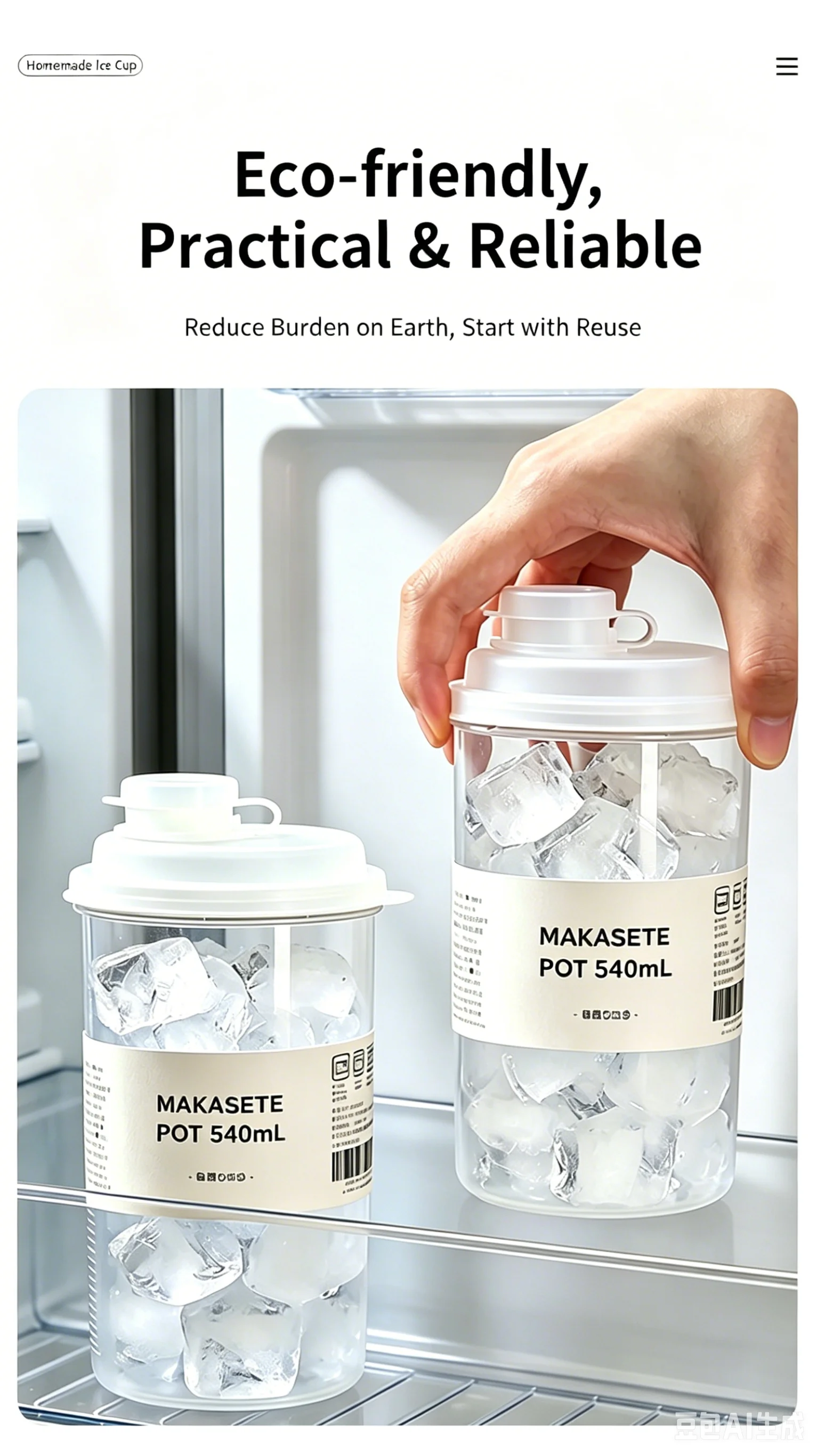 Japanese Import Reusable Freezable Plastic Ice Cup With Sealed Lid DIY Ice Cube Making Tumbler For Iced Coffee Cold Drinks Mood
