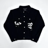 Playboi Carti-abrigos de béisbol de mezclilla roja LOTTA para hombre, chaquetas de lavado antiguo, abrigo digital abstracto, cálido, nuevo, 2023, #455