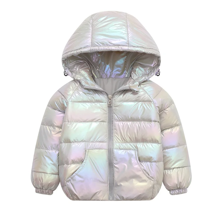 3-8-year Children\'s coat winter plush warm down jacket Baby cartoon colorful cotton jacket letter printed hooded cotton jacket