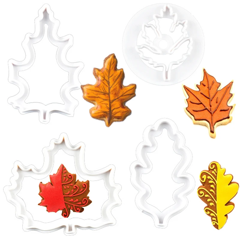 4Pcs/set Maple Leaf Shape Cookie Cutter Molds Biscuit Fondant Cake Decoration Mold Kitchen Baking Tools