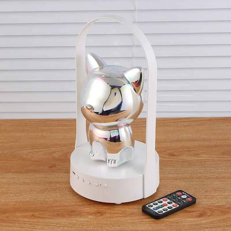 Lámpara de mesa de cristal recargable por USB para escritorio, fuegos artificiales 3d, luz nocturna luminosa para perro, decoración de mesita de noche