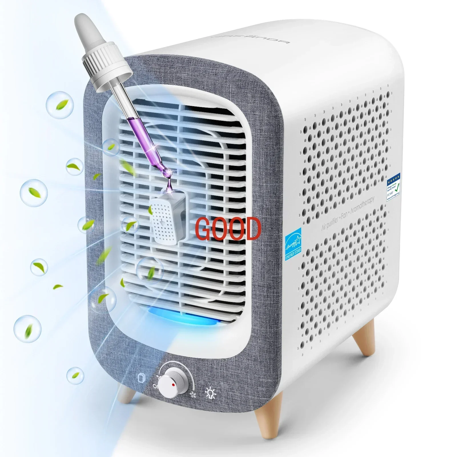 Jafanda Air Purifier for Home Bedroom 780sq ft, HEPA &Activated Carbon, Air Cleaner with Fragrance Sponge & Nightlight for Smoke