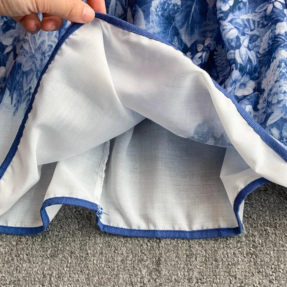 Robe élégante à imprimé Floral bleu pour femmes, à bretelles, sans manches, vêtements de fête de vacances, Streetwear, moulante, été