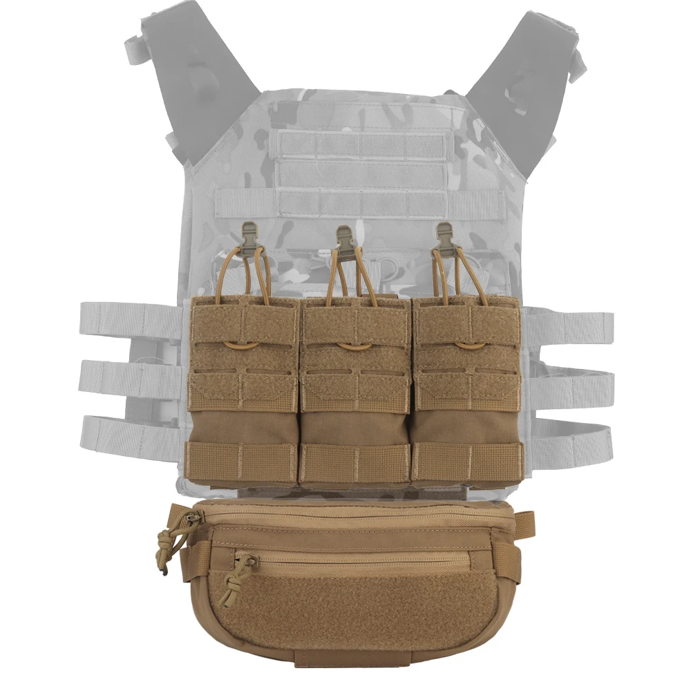 Tactical Vest Drop Pouch Fanny Bag,5.56 Triple Magazine Pouch,Plate Carrier Front Flap Molle Pouches Chest Pack accessory Bag