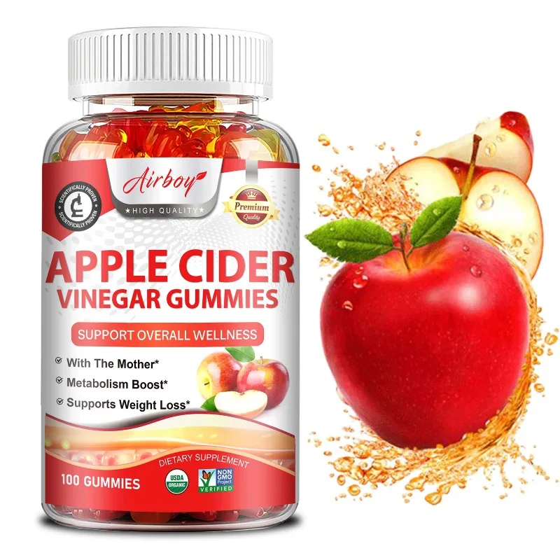 

Apple Cider Vinegar Gummies - Reduce Bloating, Supports Digestive Health, Metabolism, Boost Immunity, Contains B Vitamins