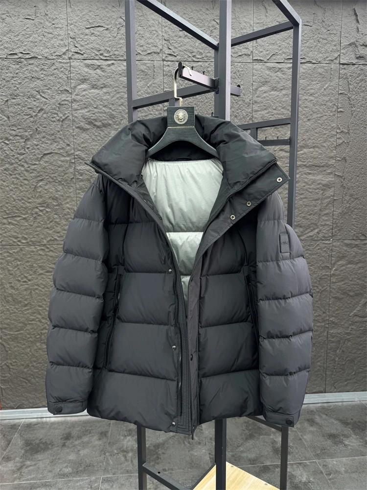 معطف شتوي فضفاض بقلنسوة للرجال من Svip معطف شتوي خارجي عالي الارتفاع منفوش باللون الأبيض Du down Fearl of Cold #1