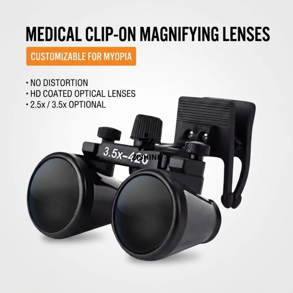 HD Optical Coating Clip On Dental Loupes 2.5X 3.5X Binocular Magnifier Glass Surgical Medical Loupe Kit with Storage Case