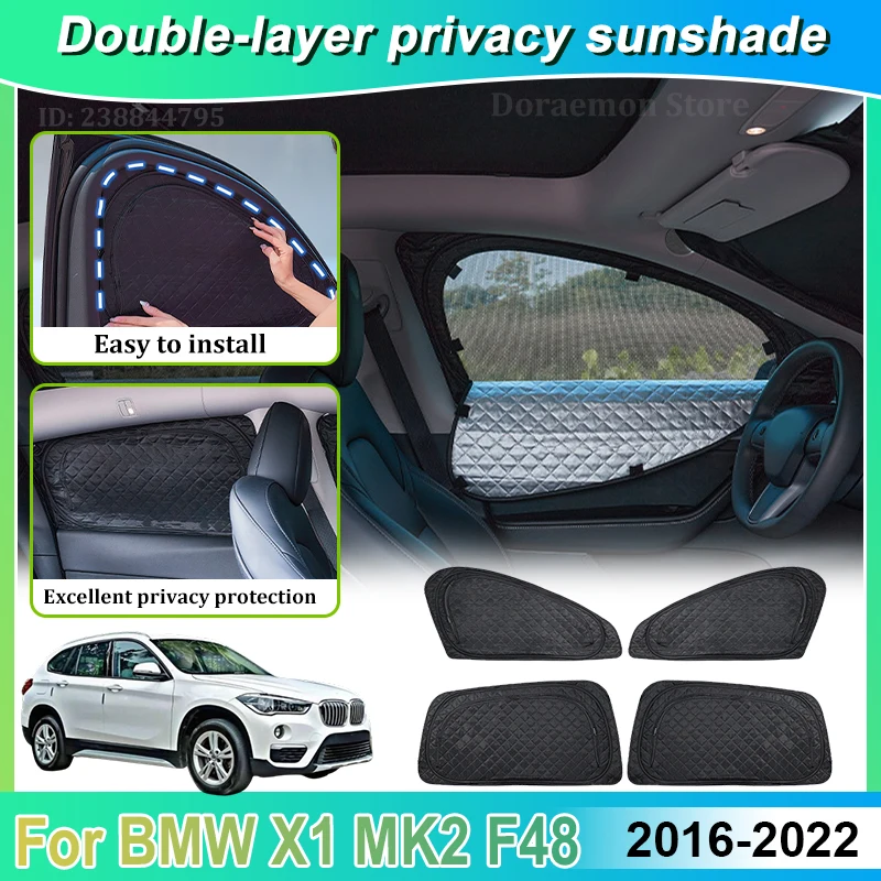

For BMW X1 F48 2017 Accessories 2016~2022 Car Sun Shade Double Layer Sunshade Sunscreen Protect Privacy Window Windshield Visors