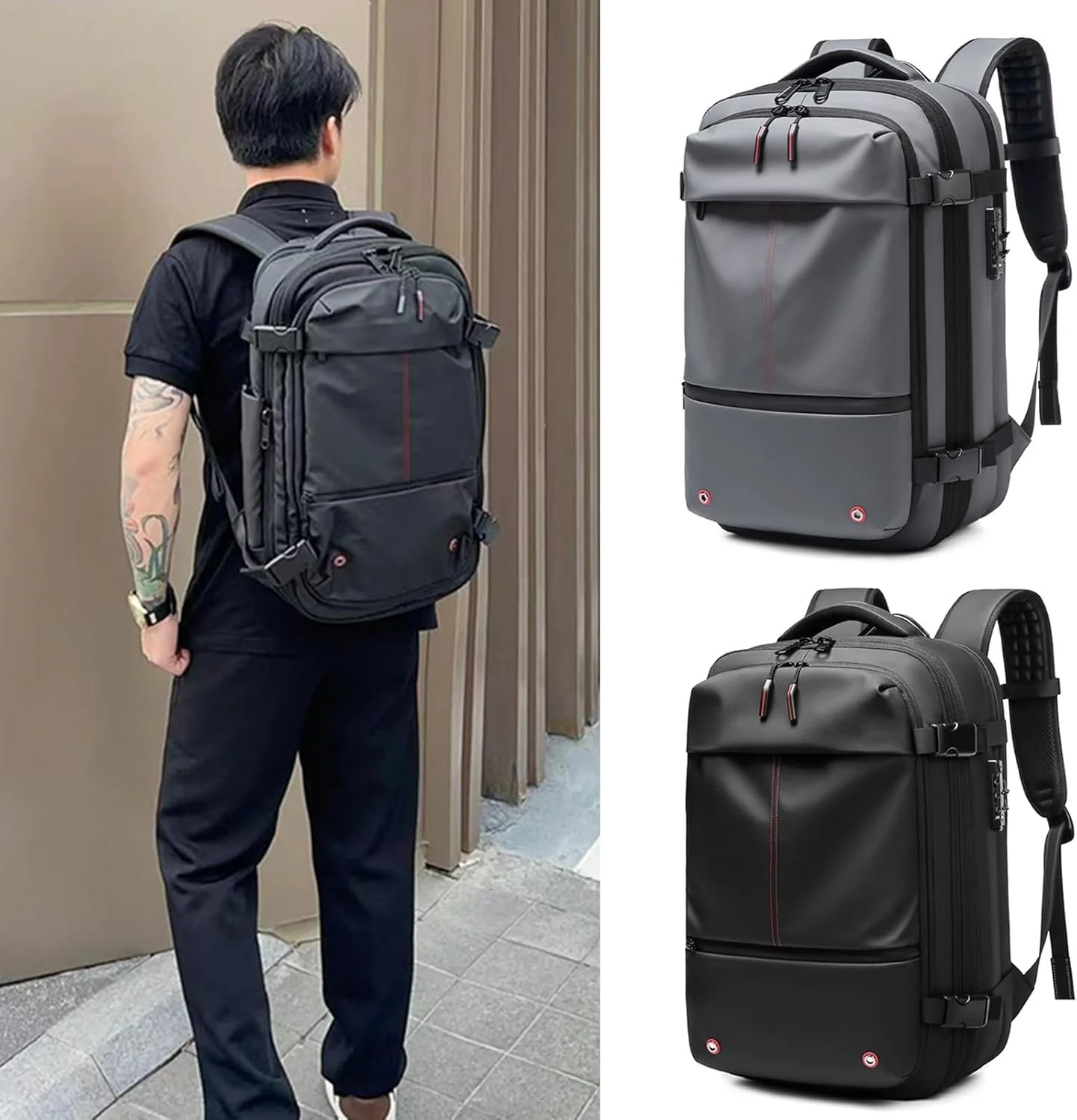 60L Airback Expandable Backpack with Air Pump Vacuum Compression Airbag Backpack Men Women Carry-on Business BackPack School Bag