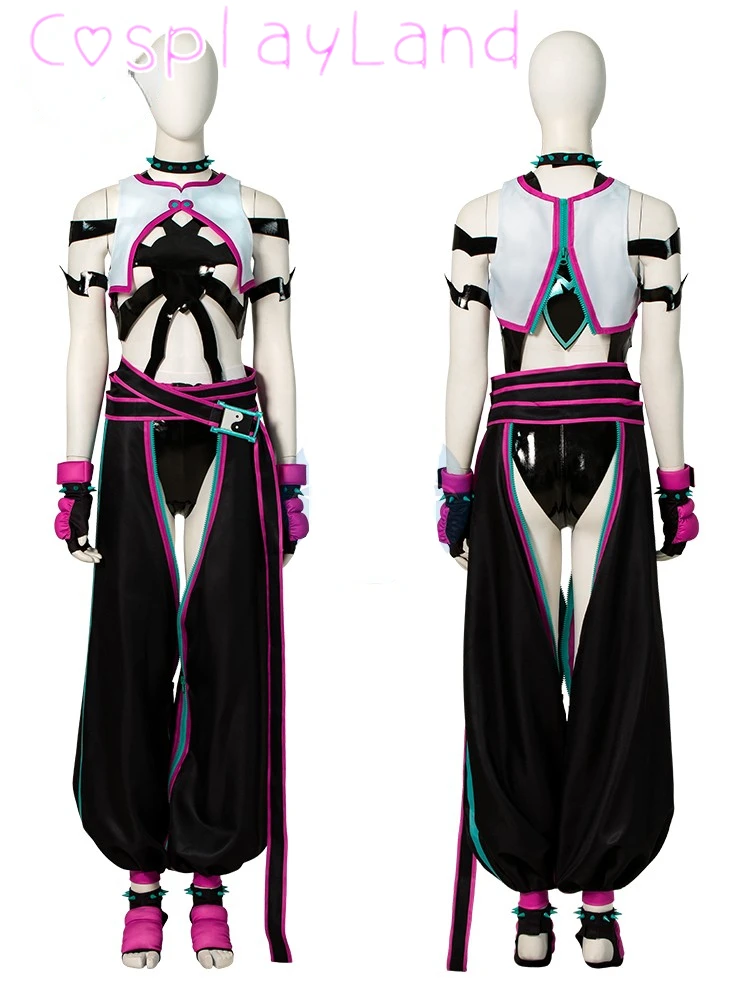 Fato de Cosplay Feminino Juri Han, traje de Halloween, traje de batalha Carnaval, novo estilo, roupas sexy com acessórios