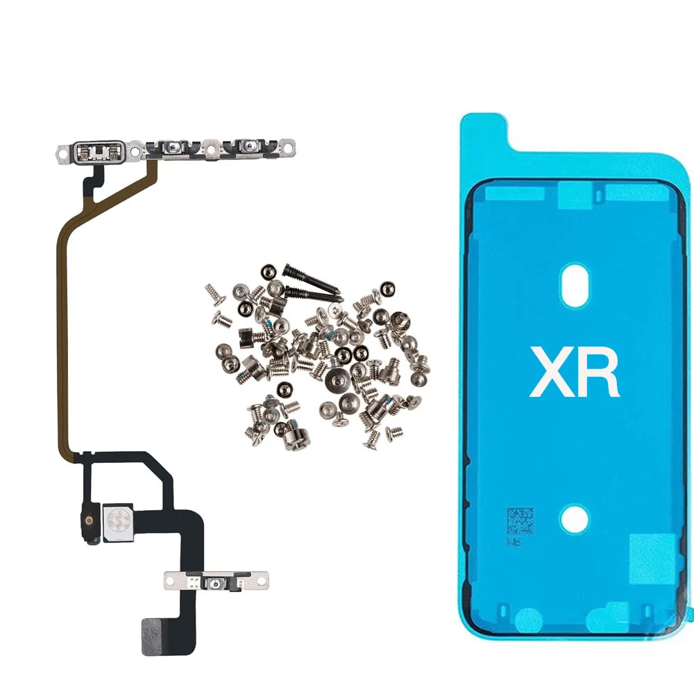 Power ON OFF Button With Flash Flex Cable For iPhone X XR XS 11 Pro Max And Full Set Screws + Waterproof Tape Replacement Parts