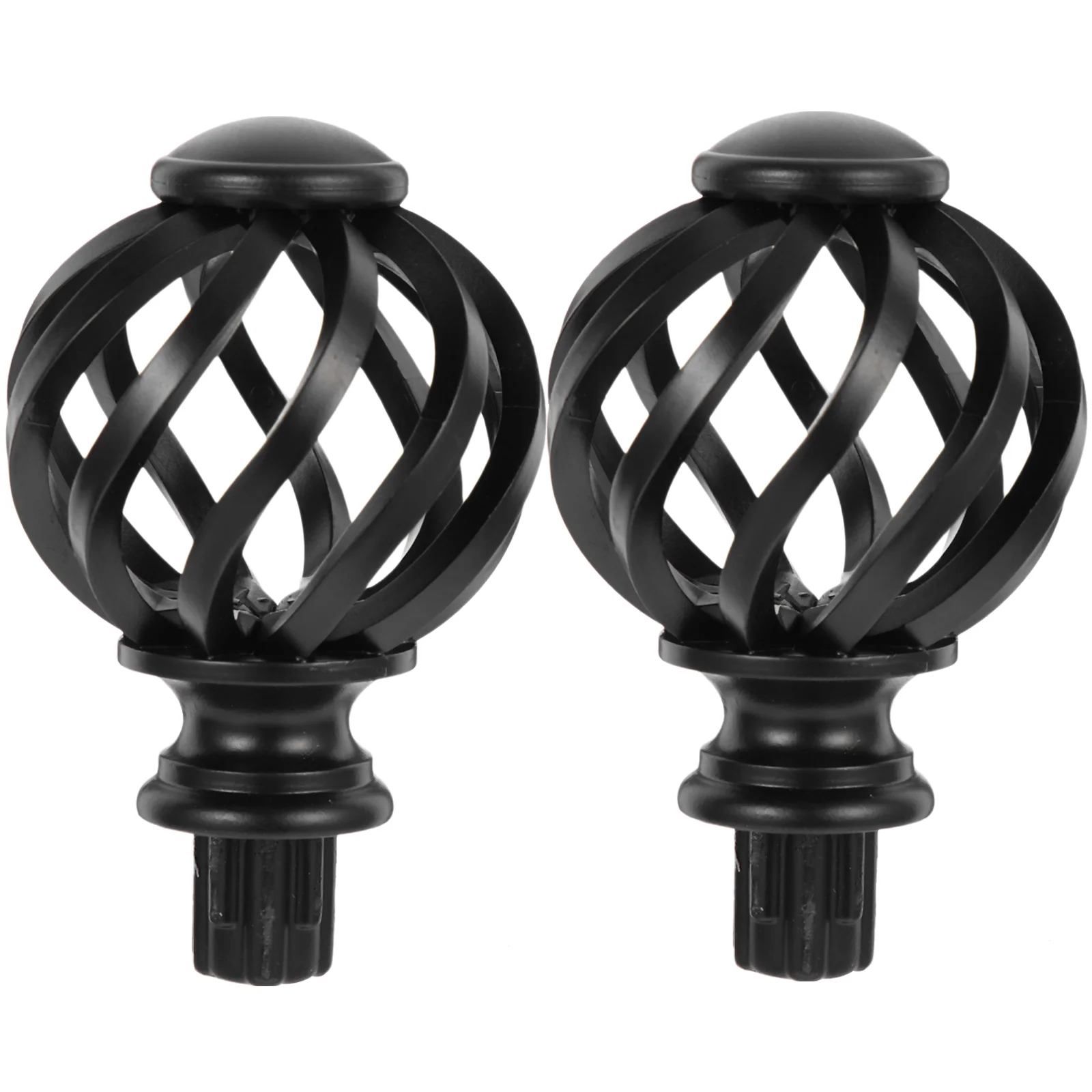 2 Pcs Bird Cage Curtain Rod Finial Ends Satin Nickel Silver Rods Extra Long Decor for Cap Finials