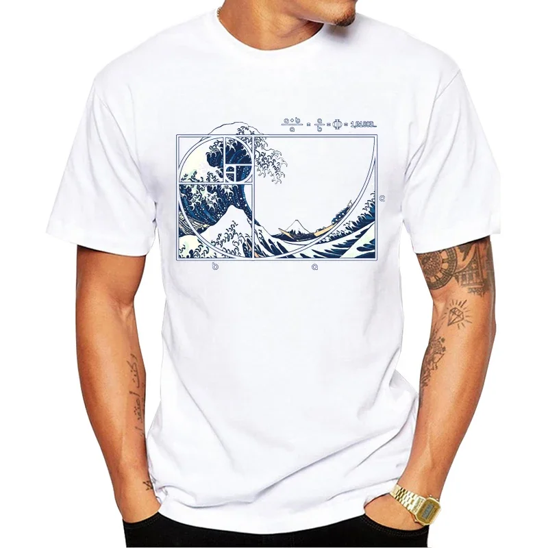 Hipster The Great Fibonacci Wave Men T-Shirt Funny Math Printed Tshirts Short Sleeve Hot Tee Fashion Tops