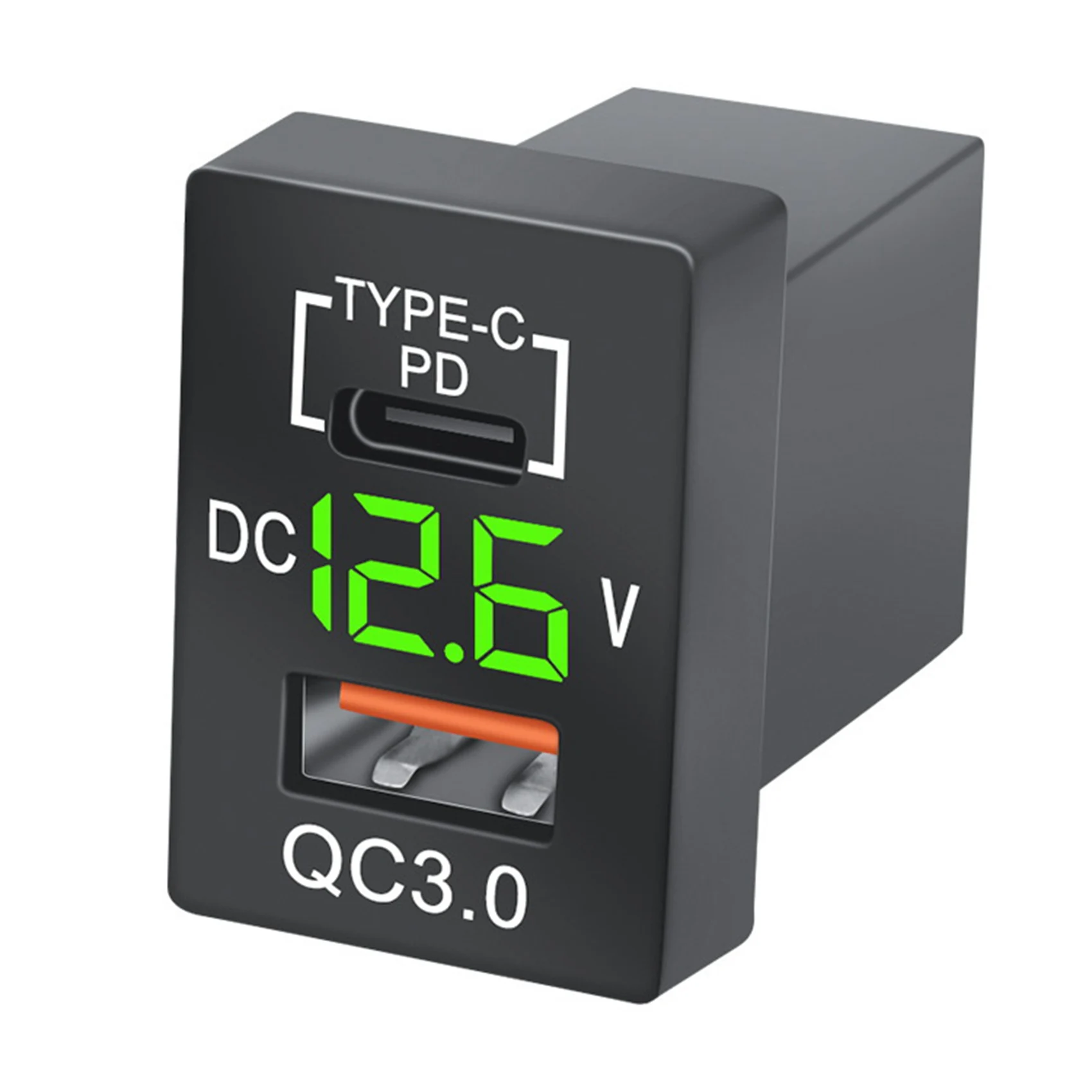 

AC54-New QC3.0 USB Car Socket PD Type-C With LED Digital Voltmeter For New Toyota Quick Charge