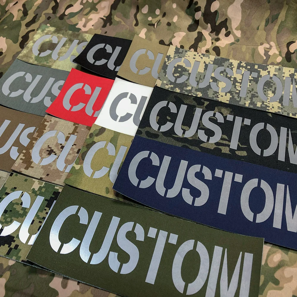 25cm  IR IFF Infrared Reflection Back Patch Custom Laser Cut Name Tapes Gray Letters Morale Tactics Military Airsoft