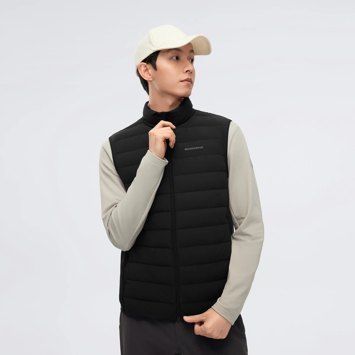 BOSIDENG 90% гусиный пуховый жилет для мужчин, весенне-осенний жилет с воротником-стойкой, теплый легкий жилет высокого качества