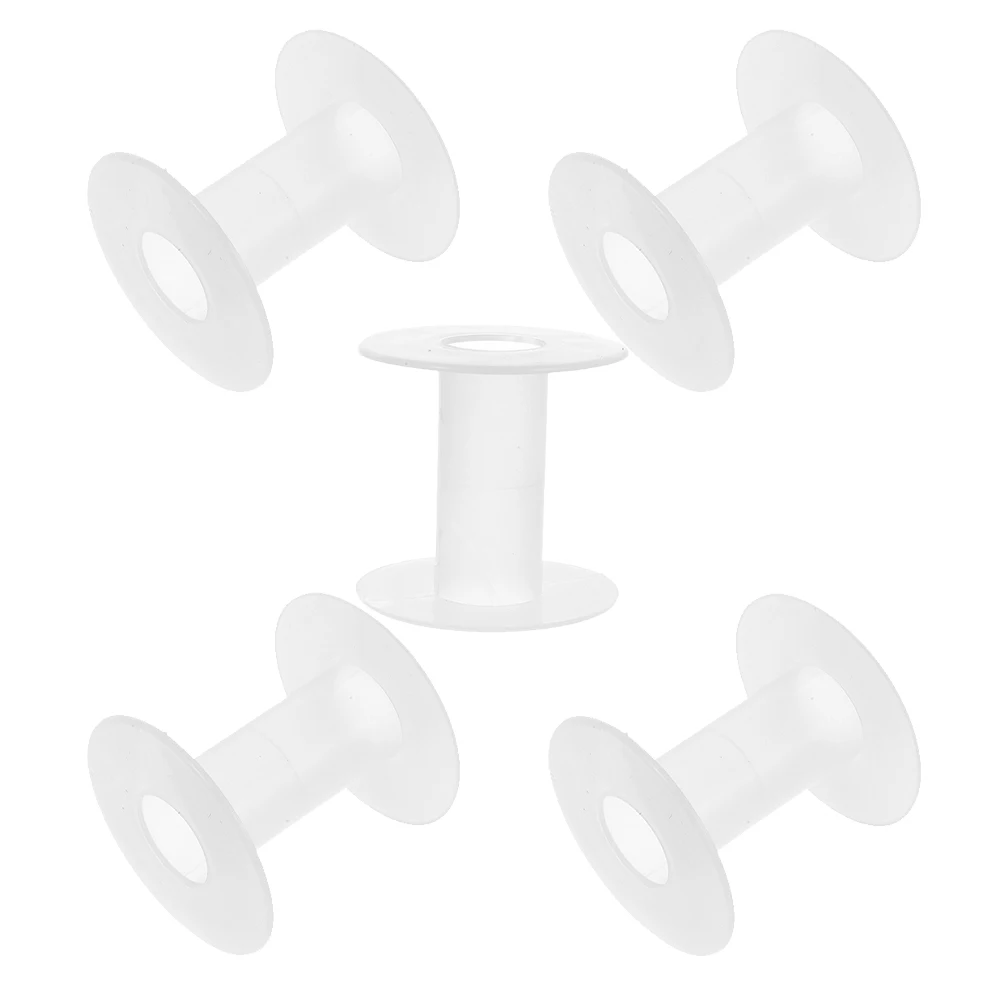 

5 pcs Plastic Wire Spools Empty Thread Reels Sturdy Material Storage Organizer For Cables Data Wires Earphone Cords Craft