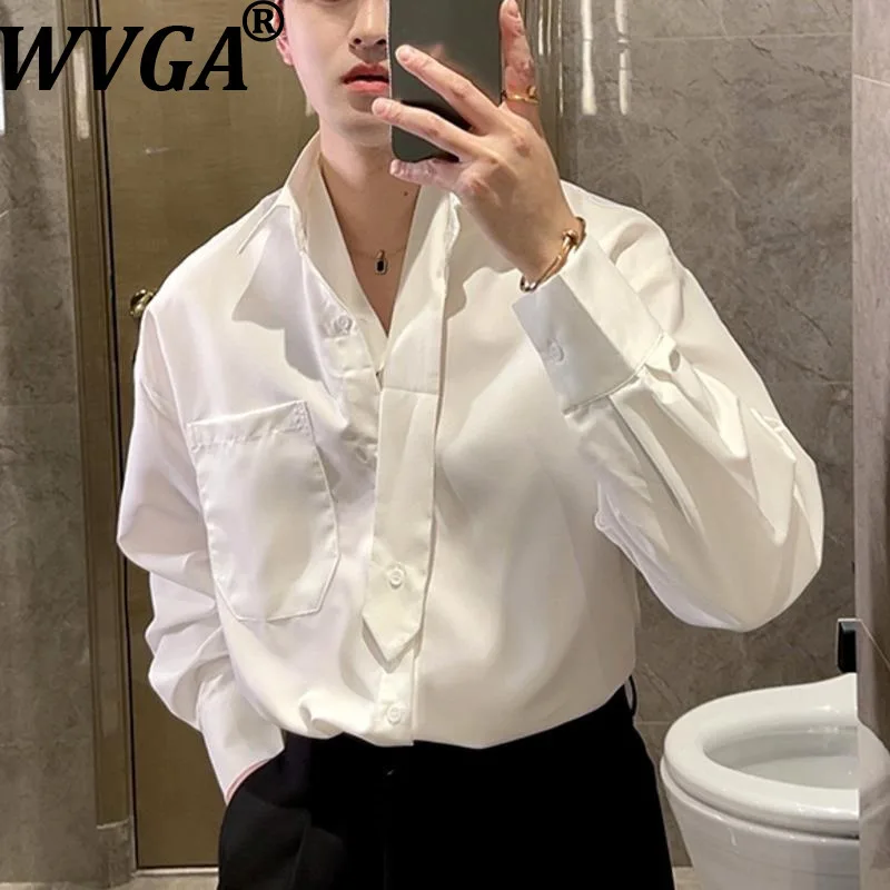 

WVGA Spring Autumn New Man Tide Solid Color Simple Long Sleeve Shirt Niche Stylish Casual Trendy Stand Collar Top Ins Y2K W21719