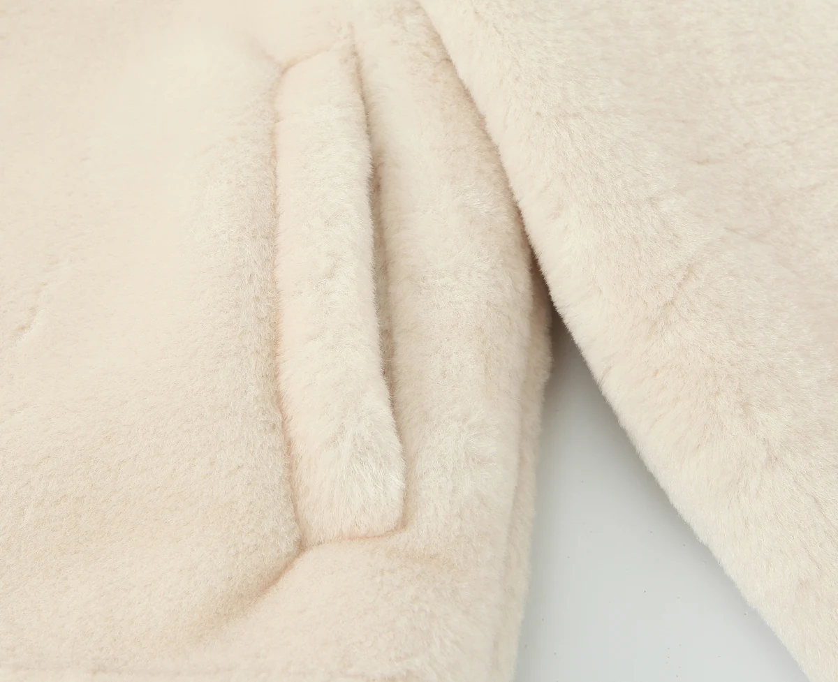 Jaket Bulu Imitasi KONDALA Musim Gugur Musim Dingin, Jaket Bulu Imitasi Elegan Berikat, Jaket Slim Dua Sisi, Mode 2025, Mantel Wanita Romantis Manis