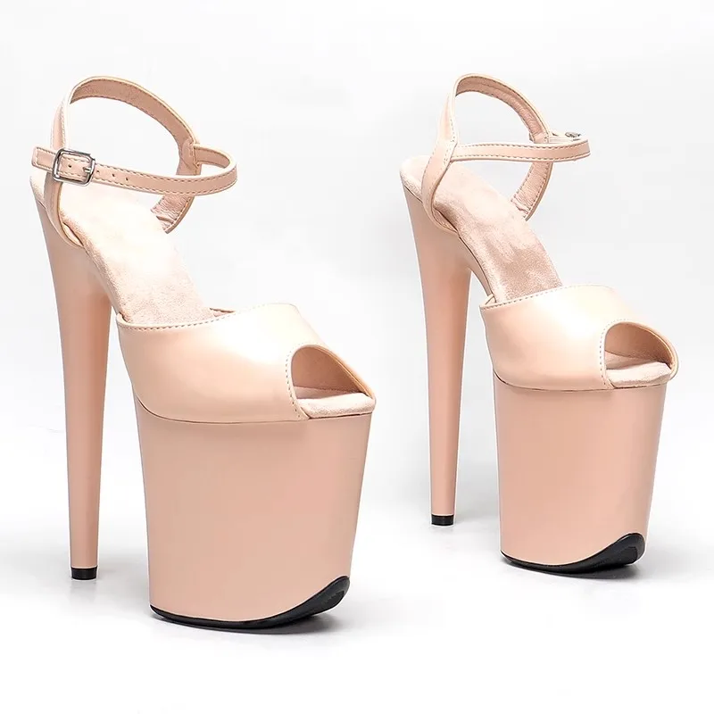 

20cm/8inches Shiny PU Upper Open Toe Electroplate Platform High Heel Sandals Sexy Model Shoes Pole Dance Shoes 106