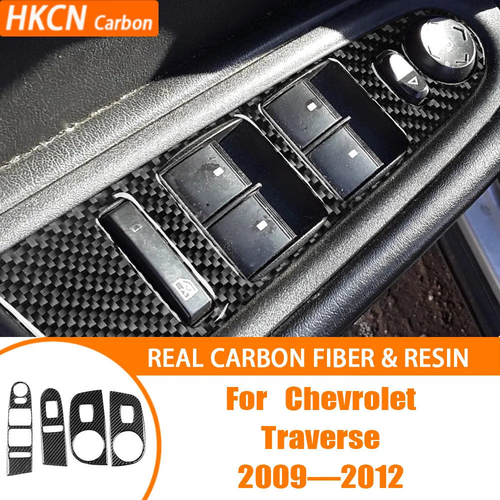 

Car Interior Accessories Window Control Lifting Panel Carbon Fiber Trim Sticker For Chevrolet Traverse 2009—2012