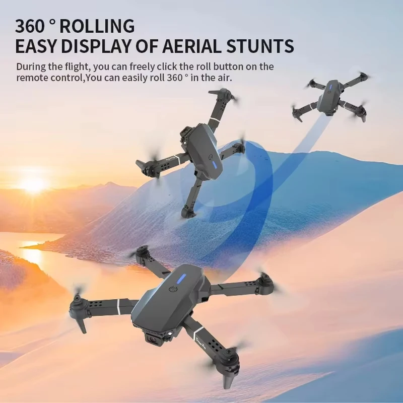 2025 جديد E88 الهواء مع الإضاءة التي تسيطر عليها الشاشة طائرة صغيرة بدون طيار 4K Untal 2 كاميرا التدفق البصري طائرات التحكم عن بعد لشاومي